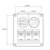 Multifunction 3 Gang Rocker Switches Panel with Voltmeter Display 4.8A Power Charger for RV BoatGreen Light