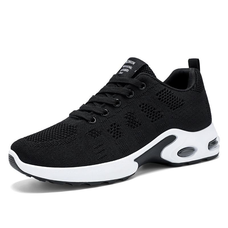 Shoes men's sneakers spring new sneakers men's shoes fly-woven air cushion shoes lace-up lightweight running shoes