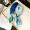 71Cm small square scarf striped plaid scarf women's fashion printed silk scarf versatile decorative collar scarf sunscreen shawl scarf
