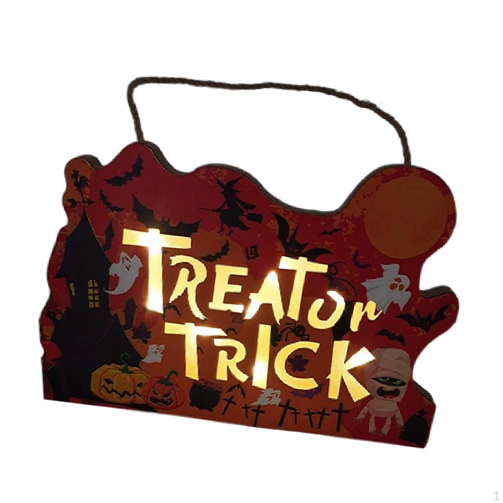 Halloween Hanging Door Sign light, Hanger decor Plaque Front Party Supplies