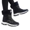 Women Mid-top Snow Boots Plush Warm Cotton Shoes Hook Loop Strap Non Slip Winter Outdoor Hiking Footwear Waterproof Upper