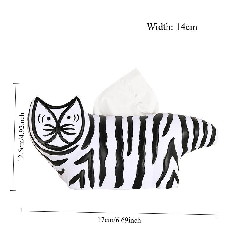 Aesthetic Striped Cat Tissue Box Creative Cartoon Napkin Holder Decorative Home Ornament for Living Room Bedroom Desktop Cute