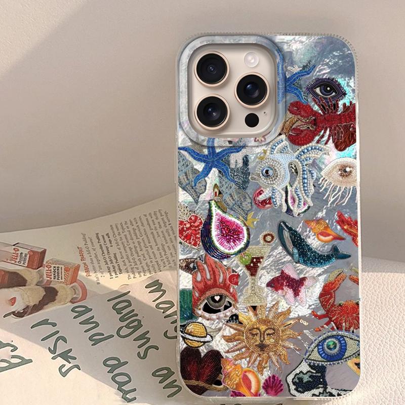 Retro Sun Planet Cocktail Women Phone Case For Apple iphone 16pro 15 16 14 13 Pro Max 16e 12 11 7 8 Plus XR SE Fundas Cover