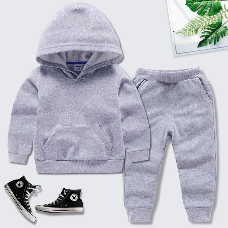 

Детский хлопковый худи и штаны - комплект из двух предметов для мальчиков и девочек - весенне-осенняя спортивная одежда 110cm