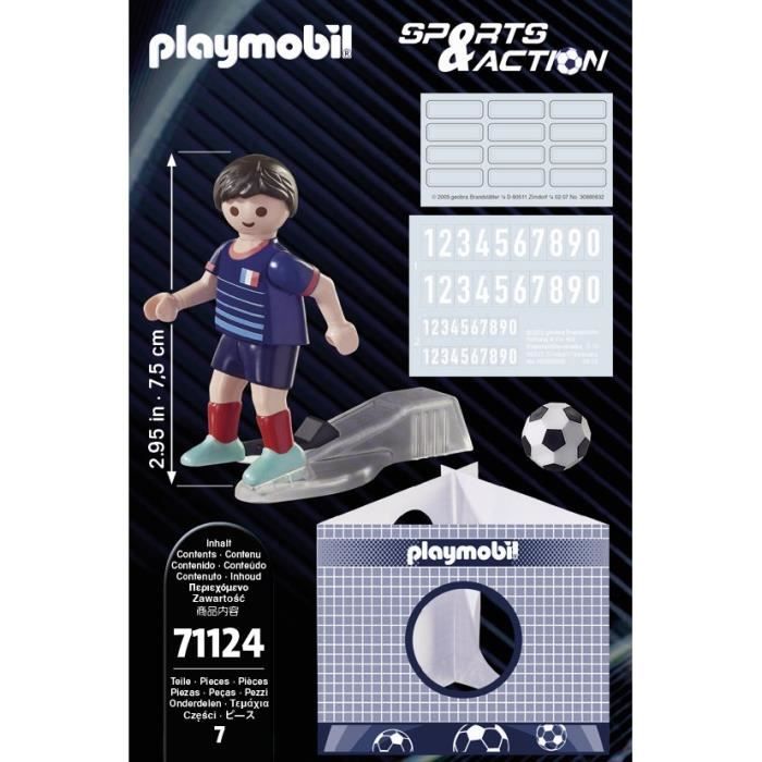 PLAYMOBIL - 71124 - Joueur de football Français B - Avec cage de but et ballon