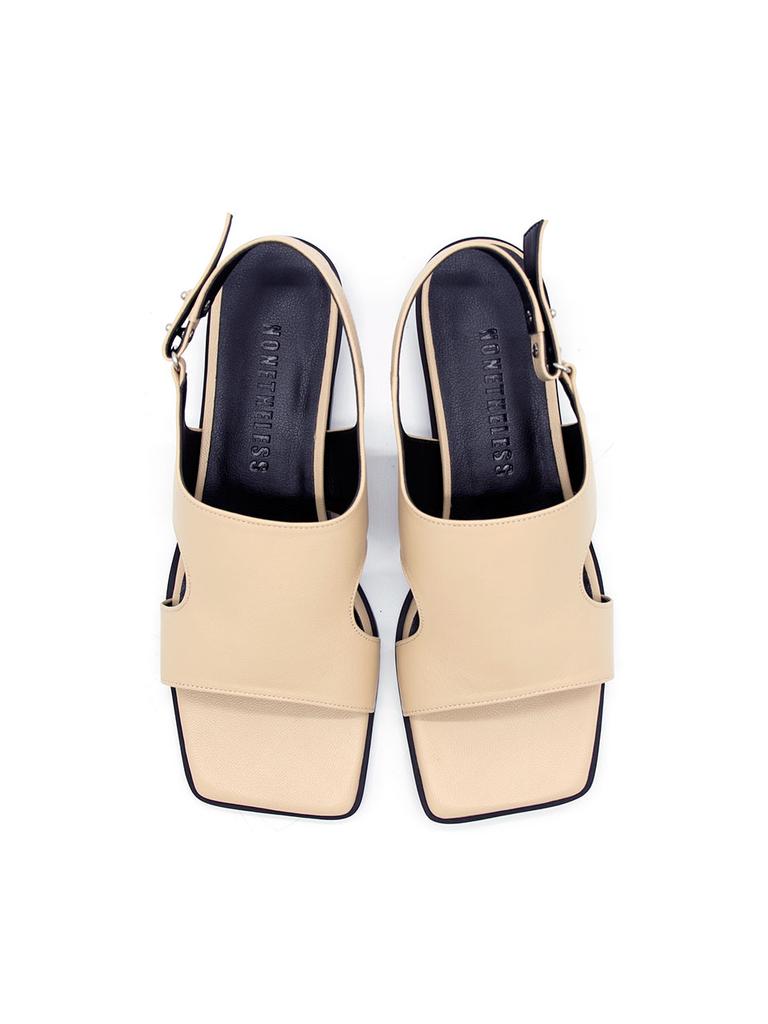 Nontheless Salt Button Flat Sandals Beige N-189/Bg