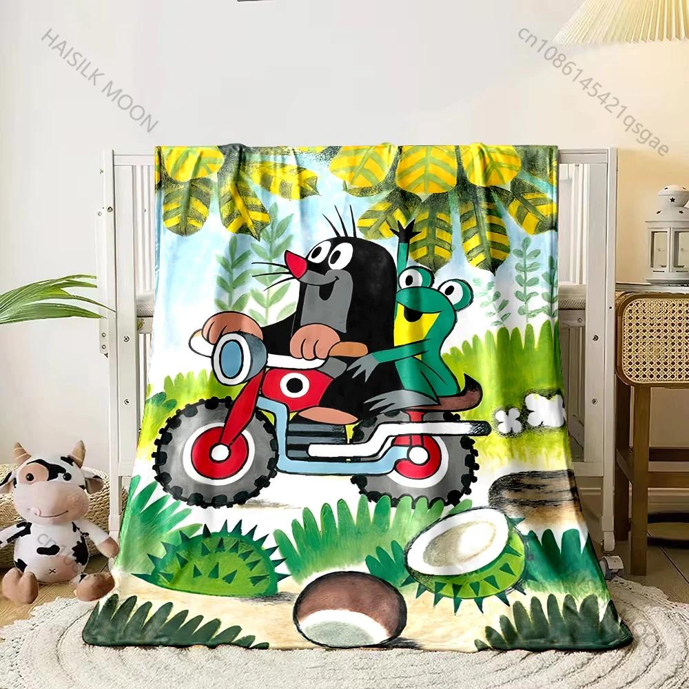 

Little Mole Cartoon Throw Blanket Soft Flannel Quilt for Bed Sofa Four Seasons Kids Gift Home Textile 40x50in