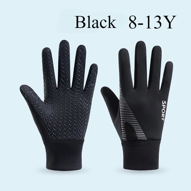 5-13Y Children's Gloves Autumn Winter Thick Velvet Outdoor Training Playing Snow Skating Cycling Windproof Anti Slip Warm Hands