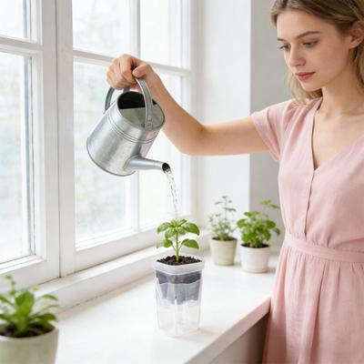 Self Watering Propagation Pots With Humidity Dome Starter Cups With Plant Labels Flower Pot Nursery Pot Transparent