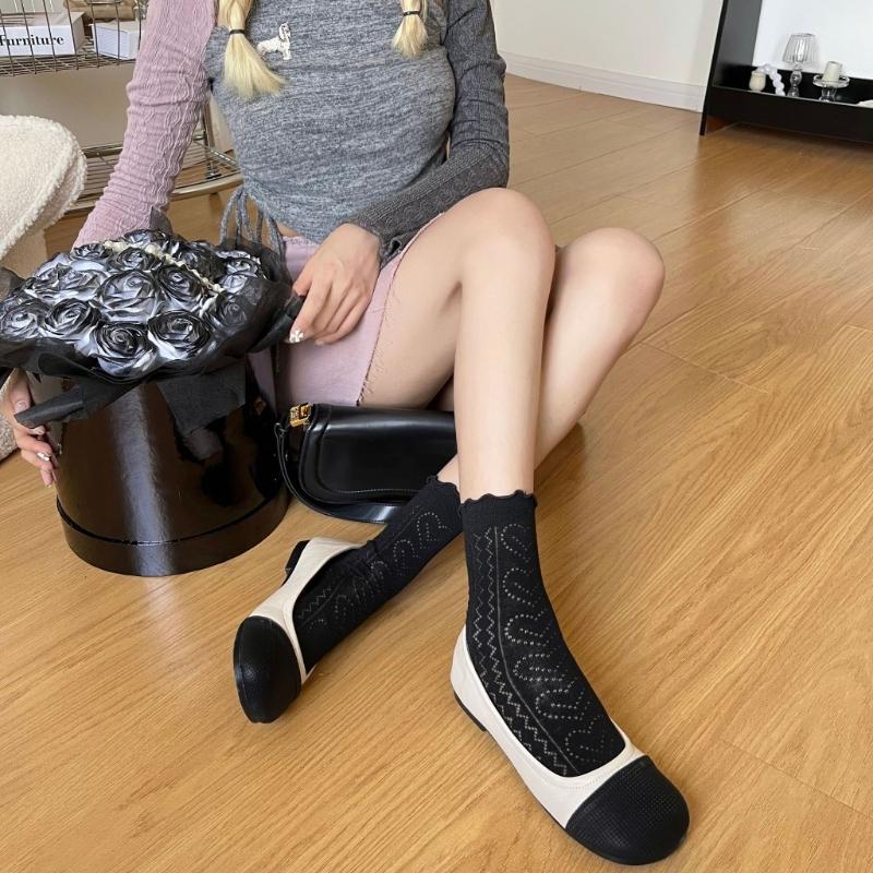 Womens Eyelet Crew Socks, Thin Comfort Breathable Dress Socks, Above Ankle Crew Socks for Womens Schoold Girl