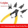 Dual-Use Inner and Outer Circlip Pliers - Snap Ring Removal Tool with Bent Shaft, Two-in-One Design
