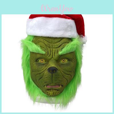 Yaramaz Yeşil Canavar Grinch Maskesi Yılbaşı Şapkası ile Yetişkin Cosplay Eğlencesi İçin