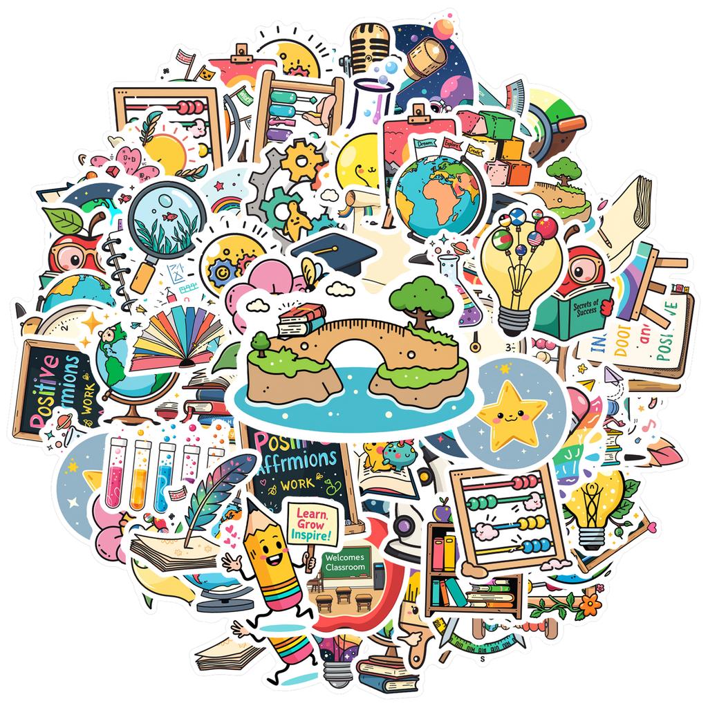 Fun Education Decals Colorful Art School Supplies Stationery Stickers For Fridge Laptop