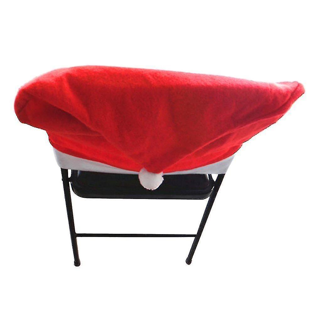 6pcs Christmas Chair Cover Santa Claus Cap Chaircase Red Hat Chair Covering
