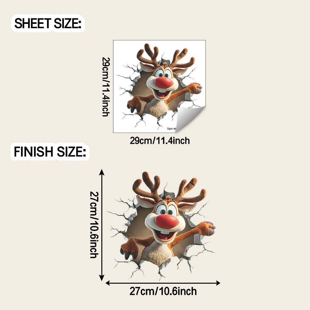 

Creative Broken Wall Funny Elk Bathroom Toilet Toilet Decorative Wall Sticker Self-Adhesive
