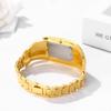 Simple Gold Women's Bracelet Watch: Analog Display, Waterproof, Diamond-Embossed Square Case, Quartz Movement, Gold-Colored, Casual Fashion Watch -