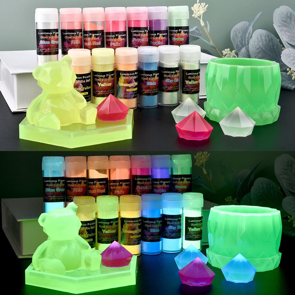 20g/Bottle Luminous Powder Paint Epoxy Resin Pigment Glow In The Dark Fluorescent Powder DIY Party Resin Filler Resin Supplies