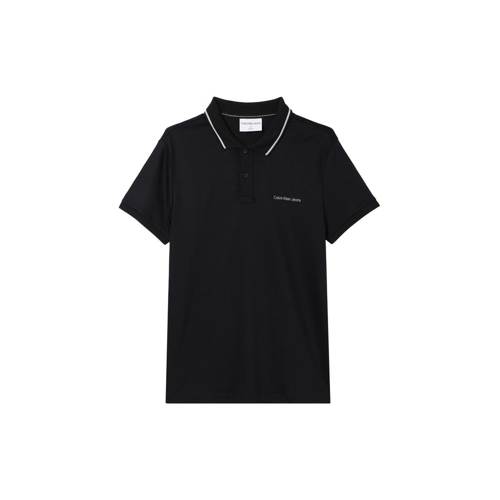 Calvin Klein Letter Polo Neck Simple Short Sleeve Polo Shirt Men Tops Black J320563-BEH