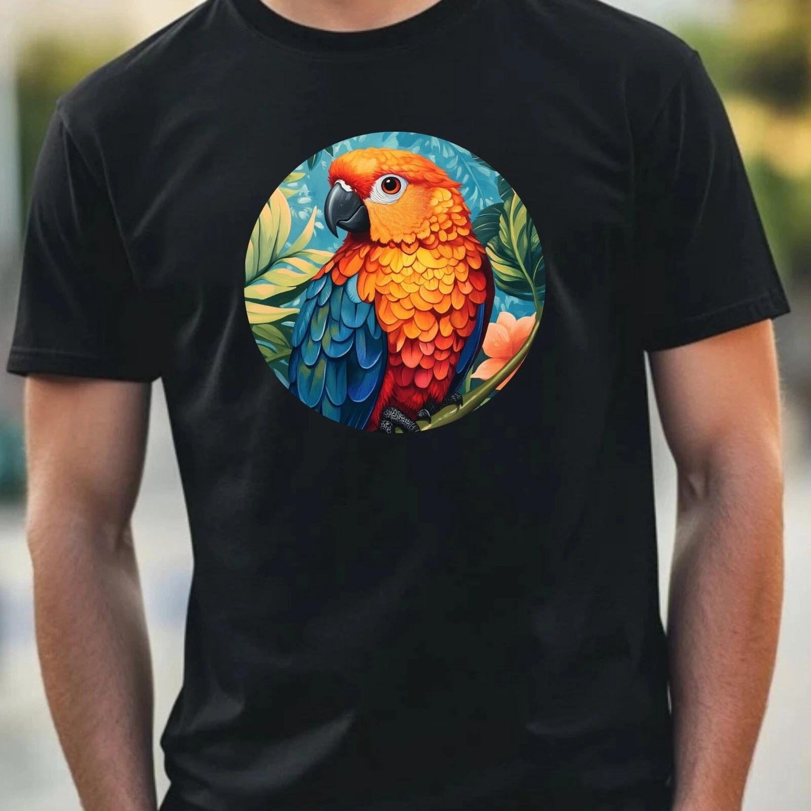 T-Shirt Herren Papagei Portrait Motiv Baumwolle Größe XS bis 5XL M