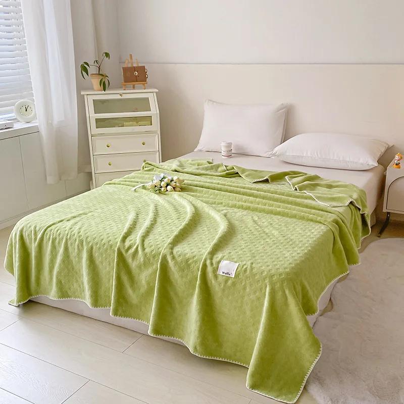 2024 New Class A Soft Waxy Stroking Cats Blanket Four Seasons Air Conditioning Blanket Waffle Double Layer Composite Blanket