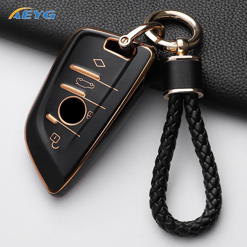 TPU Bil Fjernnøkkel Etui Deksel Skall Fob For BMW X1 X3 X4 X5 X6 F15 F16 G30 3 5 7 Serie G11 F48 Tilbehør Nøkkelring