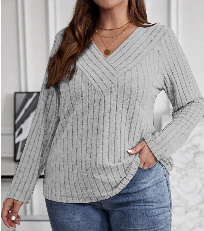 

Elegant Casual Woman T-Shirt Fashion Loose T-Shirt Woman Temperament Long Sleeve T-Shirt Holiday Weekend XXXXXL сірий