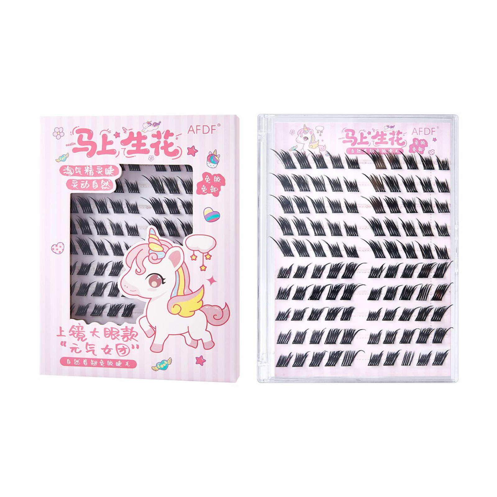 AFDF Natural Curly Self Adhesive False Eyelashes Waterproof Sweatproof Long Lasting Curl 100 Bundles