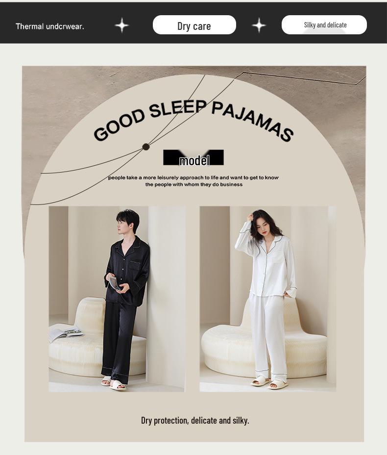 High-End Autumn/Winter Couple's Pajama Set - Men's Plus Size & Women's Long Sleeve with Pants