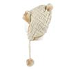With Moons FZ70022 Warm Winter Knit Hat with Earflaps and Fur Lining (Beige), Pompoms, Woven-Look Design,
