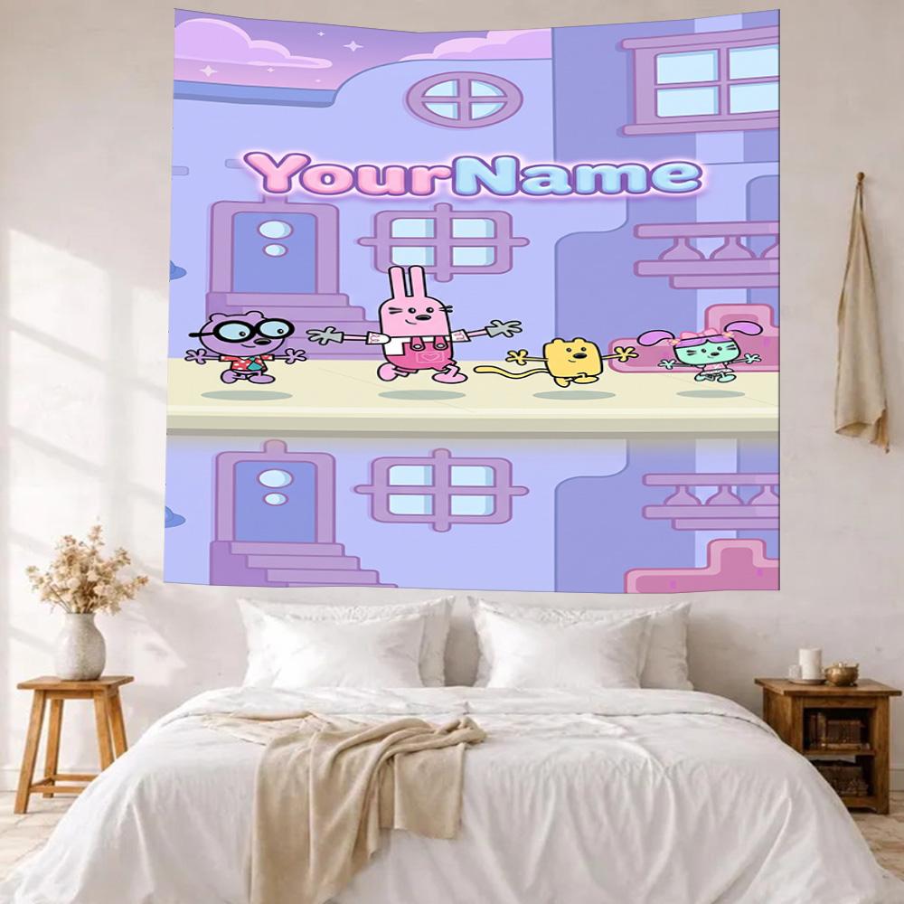 Wow Wow Wubbzy Individuell mit Ihrem Namen Wanddekoration Wandteppich Kunst Für Haustier-Gedenken Geburtstag Hochzeitsfeier Kulisse Familiengeschenk
