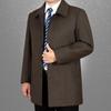 Men's Classic Wool Coat - Mid-Length, Thickened Cashmere for Autumn/Winter, Ideal for Middle-Aged & Elderly.