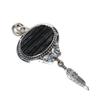 Handmade Black Tourmaline Pendant with Feather Charm In 925 Sterling Silver – Perfect Christmas, New Year, or Holiday Gift for Her