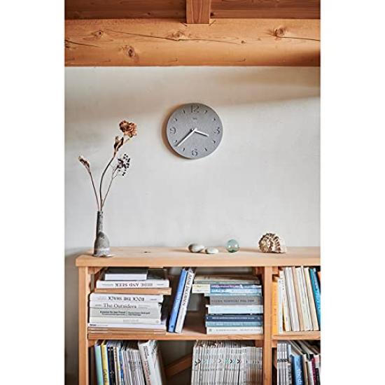Lemnos Analog Wall Diatomaceous Diatomaceous Earth Clock Diameter Thickness 4cm Clock, Earth, Gray, (Scraped Finish), NY21-03GY, 28.5cm,