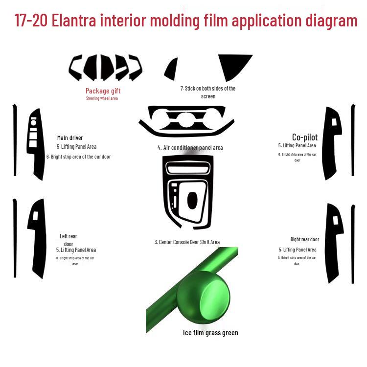 Carbon Fiber Center Console Gear Stickers for 2017-2020 Elantra Interior Enhancement