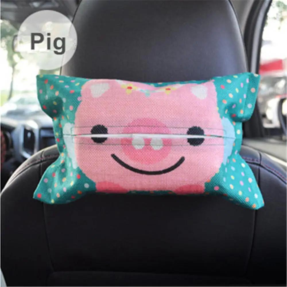 Cartoon Car Tissue Box Cover Auto Seat Back Hanging Storage Holder Tissue Box Container Car Visor Towel Napkin Papers Bag Holder