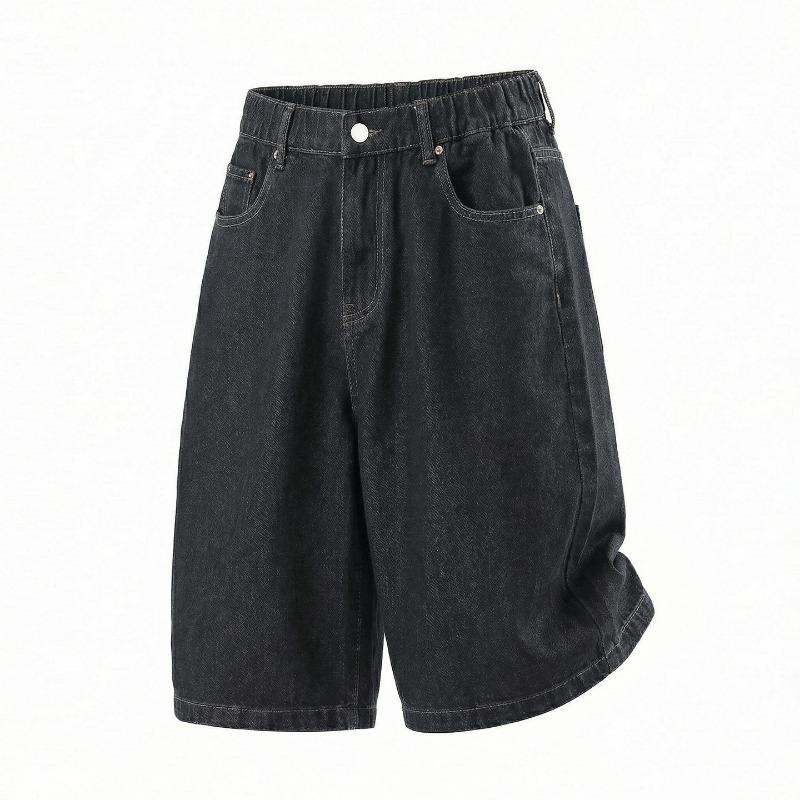 Men Vintage Loose Straight Cropped Casual Street Denim Jeans