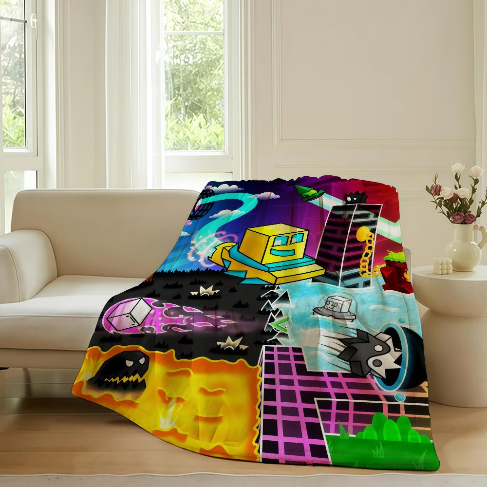 Video game G Geometry D Dash Blanket For Sofa Office Bed Plane Travel Sleep Read Relax Camping Soft And Warm