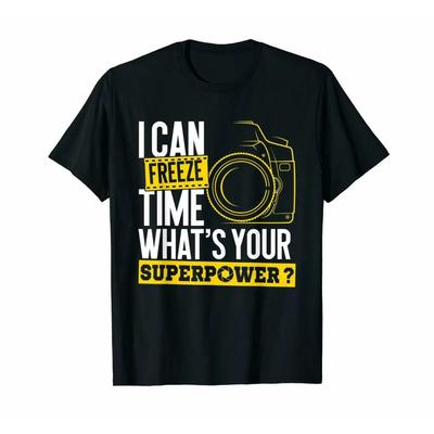 Ich kann die Zeit einfrieren Superkraft - Fotograf Kamera T-Shirt 100% Baumwolle O-Ausschnitt Sommer Kurzarm Lässig Herren T-Shirt Größe S-3XL