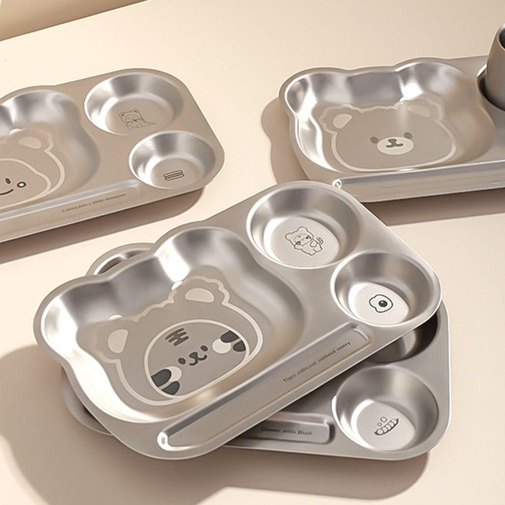 Multi Grids Children's Tableware Square Shaped Food Plate Home Dining