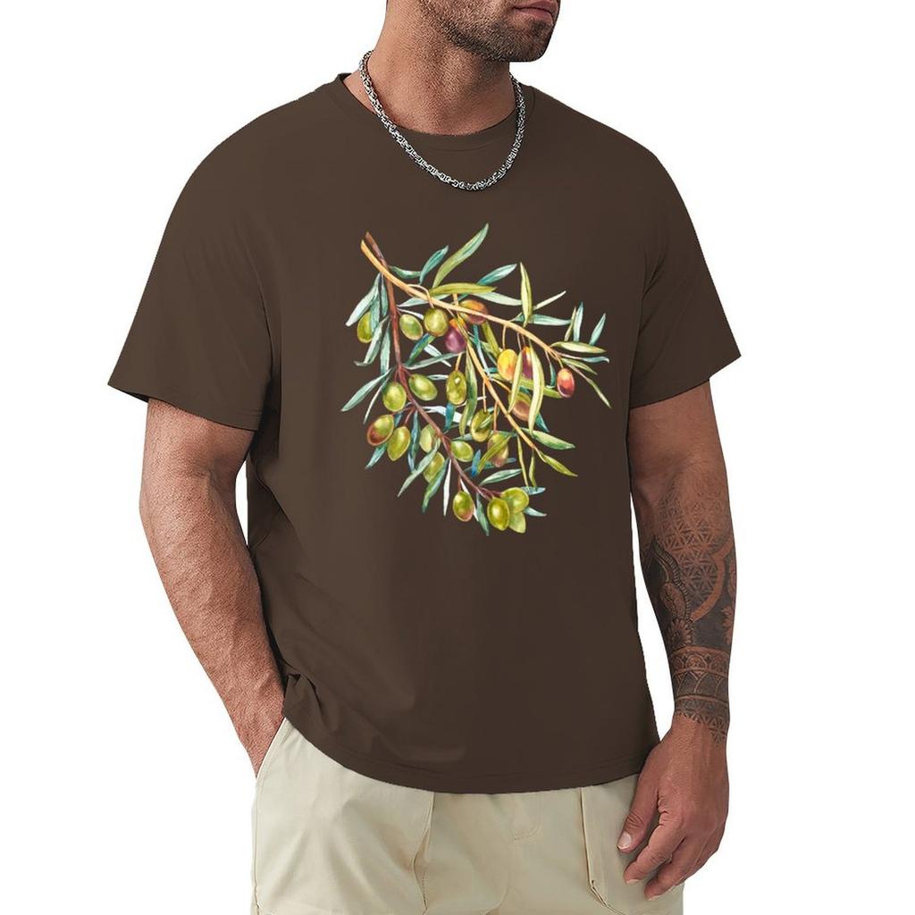 Green Olives Branch T-Shirt Oversized T Shirt Essential T Shirt Graphic T Shirts Tee Shirts for Men