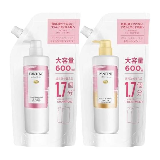 Pantene Effortless Shampoo & Conditioner Set 600mL+600g Refill Extra Large Good Morning Smooth