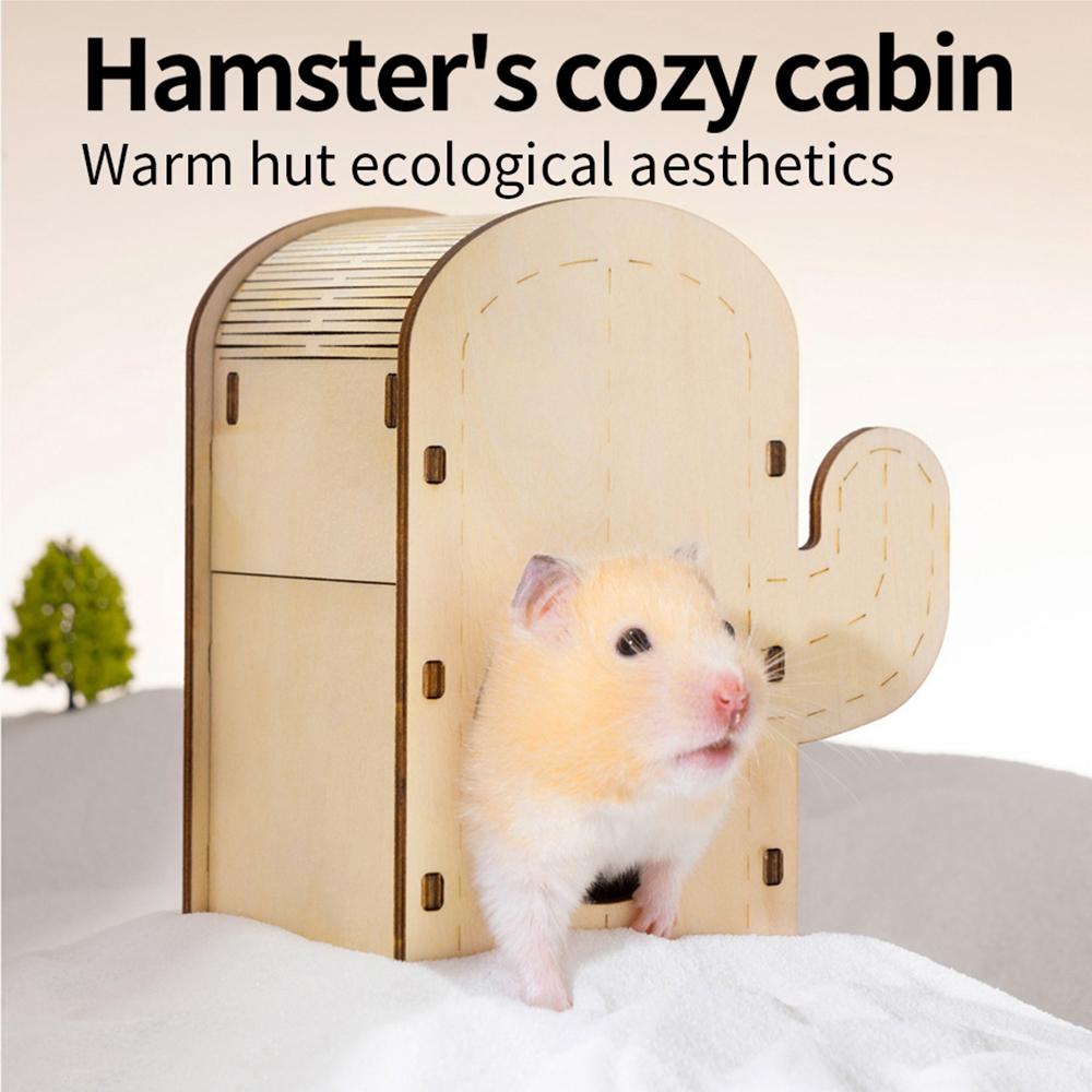 Wooden Hamster Cage for Small Pets, Cactus House, Squirrel Climbing Shelter, Rodents Hideout, Wooden Nest, Hamster Accessories,