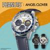 Peanuts Collaboration Peanuts Solar 10 ATM Water Mineral Silver [Angel Clover] Watch, Model, Powered, Resistant, Glass, Dial, PN40SWH-BK, Men's