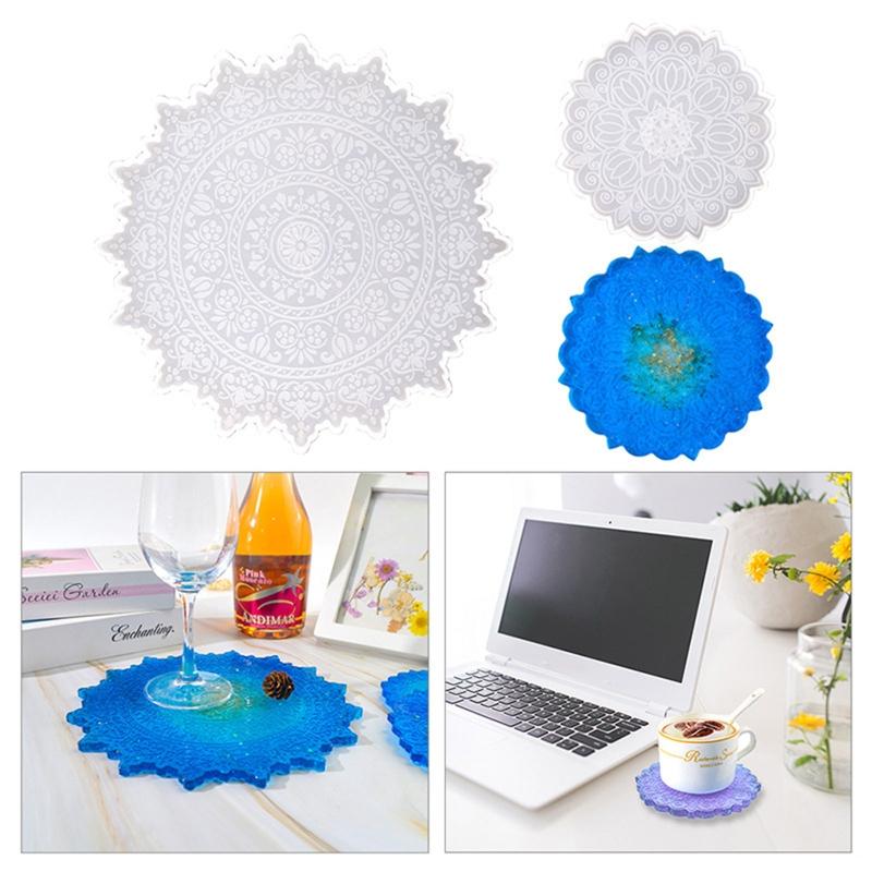 Mandala Diy Homemade Mold Coaster Crystal Dripping for Creative Silicone Mold Crystal Drip Placemat Mold for Diy Craft