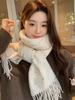 Women Sweet Simple White Tassel Scarf Winter Preppy Style Warm Scarve Pashmina Mujer Femme Foulard Bufanda Wrap Shawl Casual New