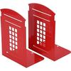 Bookends,1 Pair Heavy Metal Non Skid Sturdy Telephone Booth Decorative Gift for Bookshelf Office School Library (Bookends, Red)