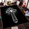 Elegant Cross with Radiant Floral Design Non-slip Rug Suitable for Living Room and Bedroom Sofas.