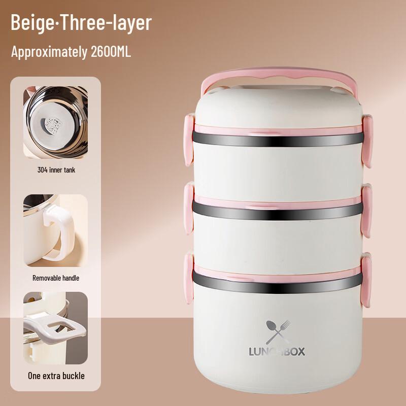 ZISIZ 2-Layer Microwavable Insulated Lunch Box with Handle