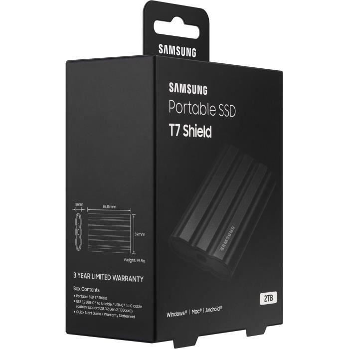 Samsung ssd externe t7 shield noir 2 to mu-pe2t0s/eu