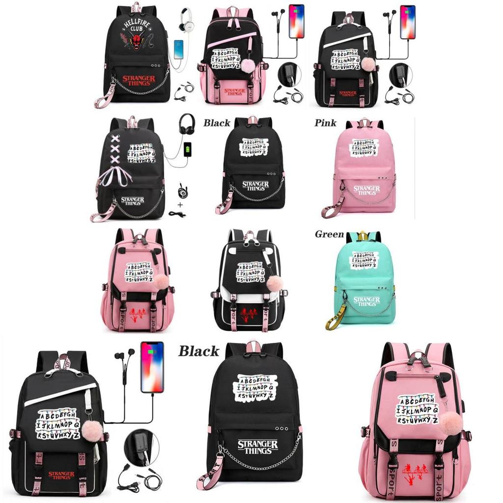 Mochila Grande de Temporada Stranger Things Recargable por USB para Niños